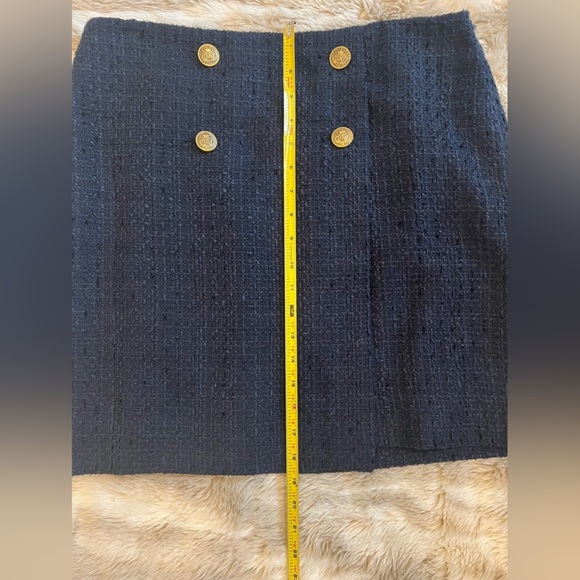 NWT LOFT Tweed Button Trim Navy Mini Wrap Skirt Size 10 - Picture 8 of 8